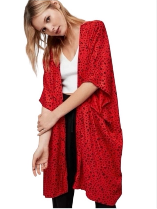 Sunday Best Other - NWT Sunday Best Aitken Leopard Animal Print Kimono Wrap Cardigan Red Oversized